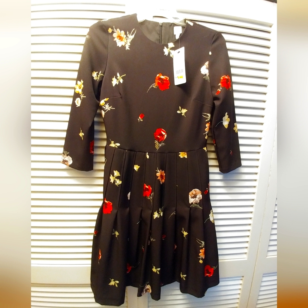 NWT black dress with pleats
